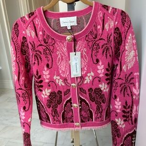 Cara Cara Pink and Black Floral Cardigan